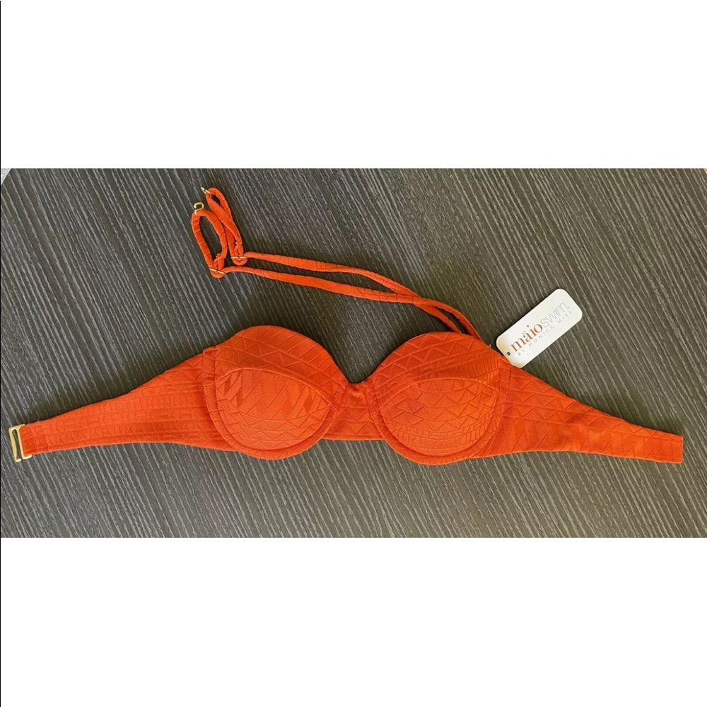 L*Space Womens 🍊 Orange Underwire Molded Cup Adjustable Strap Bikini Bra Size 6